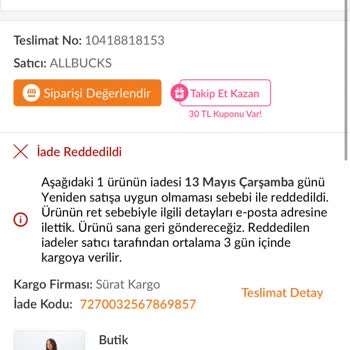 Trendyol’da Yanlış Renk Ve Hatalı Etiketli Ürün İadesi Reddi