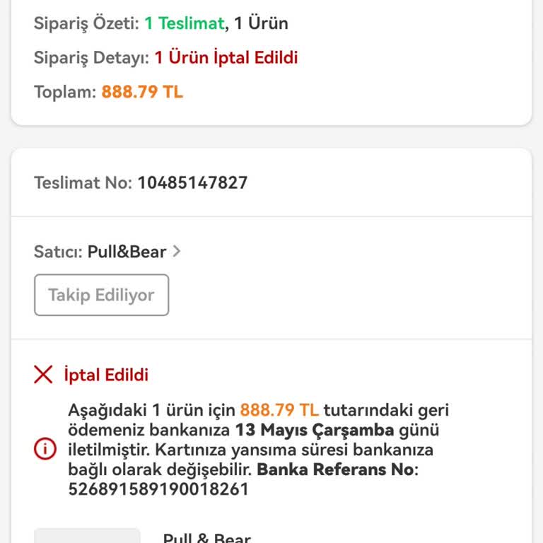 Siparişimin İadesi Sonrası Fiyat 1000 TL Artması Ve Mağduriyetim