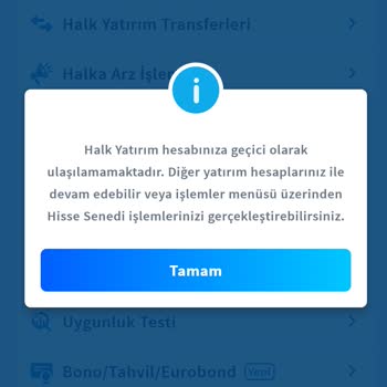 Halk Yatırım Halkbank Mobilde Kapatılan Hisse Senedi Hesabının Uyarısı Çözülmedi