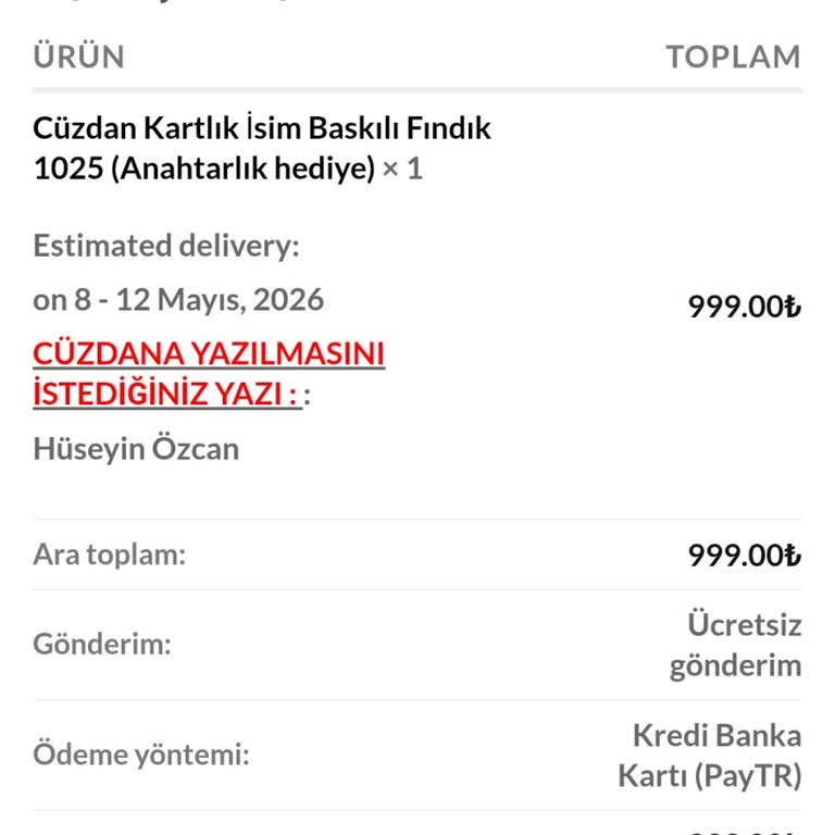 11435 Numaralı Cüzdan Siparişimin Teslim Edilmemesi Ve Müşteri Hizmetlerine Ulaşılamaması