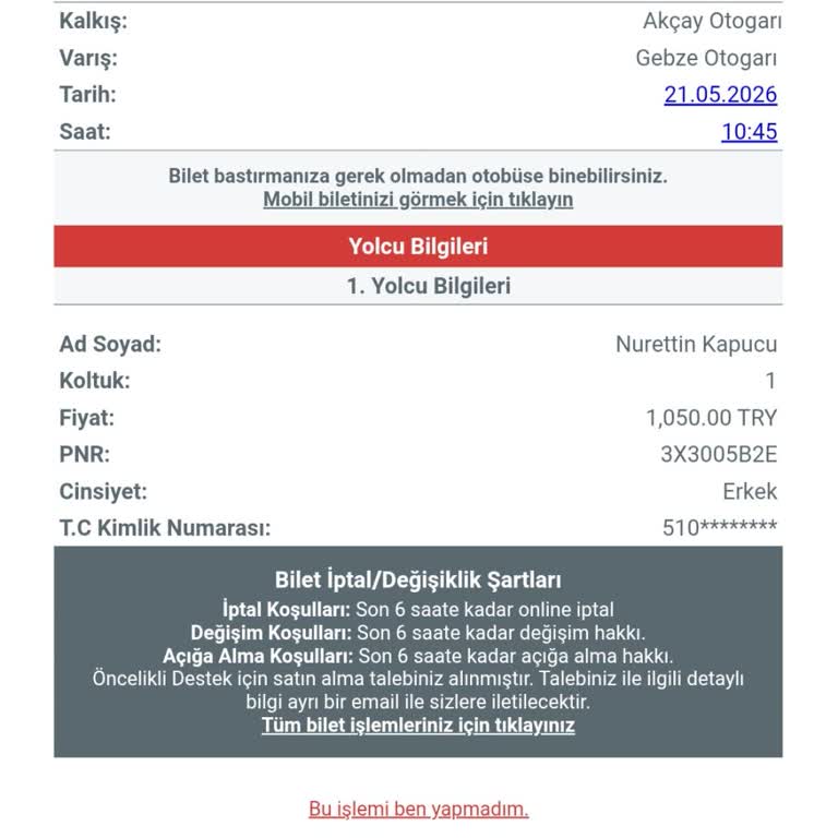 Obilet Bilet İptalinde 43 TL Eksik İade Ve Üyelik İptali Talebi