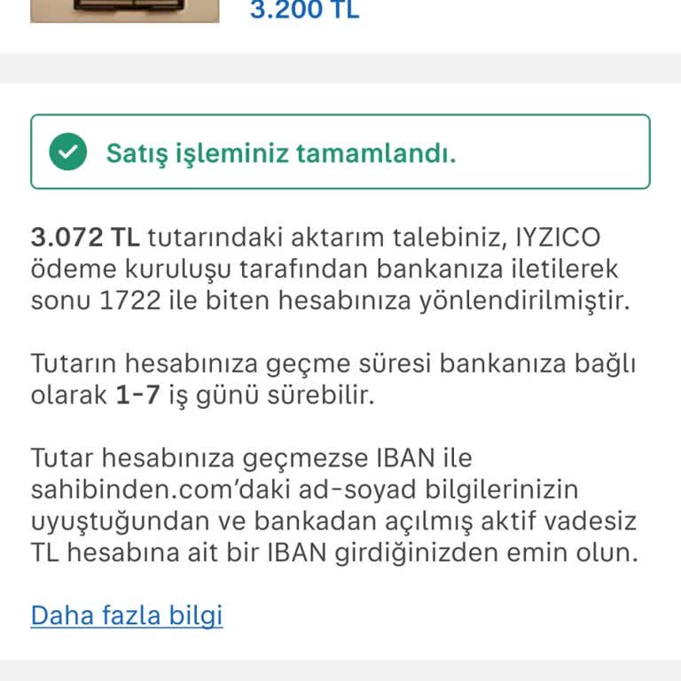 Param Güvende 3.200 TL Ödeme Gecikmesi Ve IBAN İsim Uyuşmazlığı