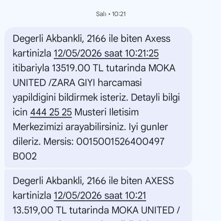 Akbank Axess Kartımda Yetkisiz 13.519 TL Harcama Ve İade Talebi