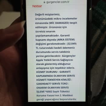 Garanti Süresi İçinde Mikrofon Arızası İçin 32.049 TL Ücret Talebi