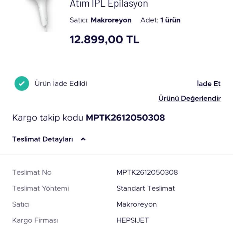 Teslim Edilmeden İade Edilen Ürün İçin Kredi Kartı İadesi Yapılmadı