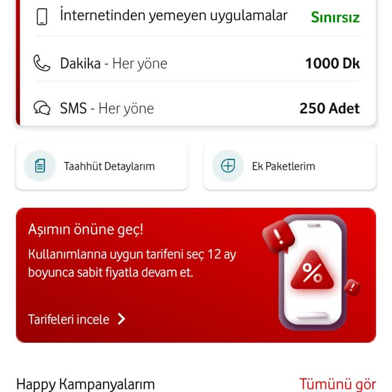 Vodafone’da Verilen 50 GB İnternet Her Şeyde Olmadı Ve 175 TL Aşım Ücreti İptal Edilsin