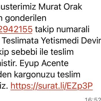 Sürat Kargo Eyüp Şubesinde Teslim Edilmemiş Kargo Ve Telefon Cevapsızlığı