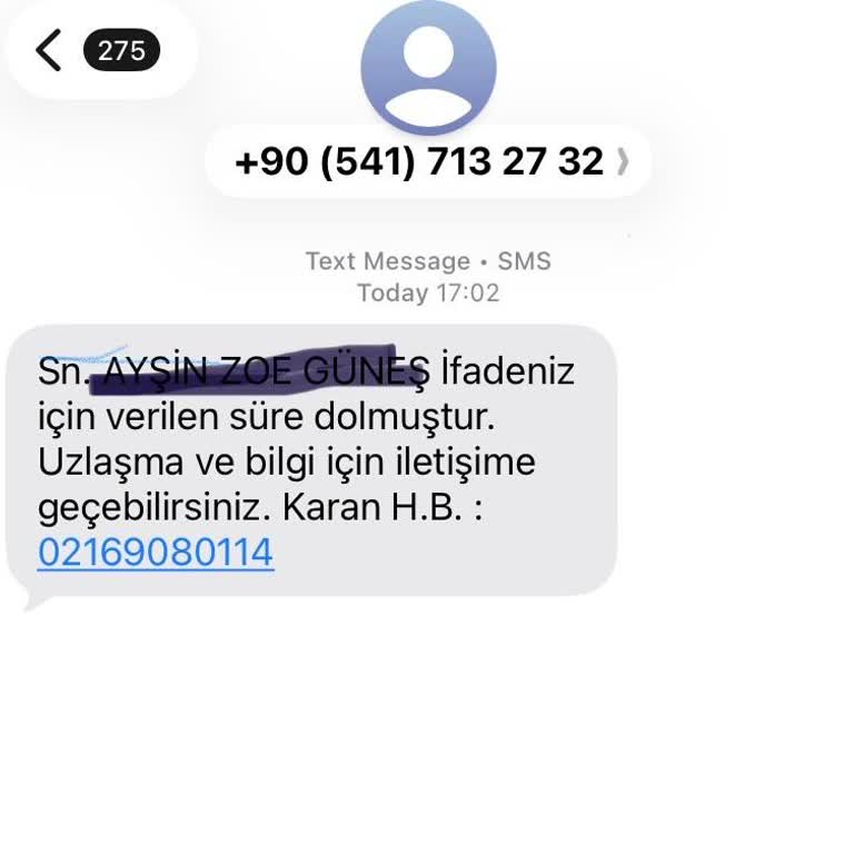 Yanıltıcı Dava Tehdidi İçeren SMS Ve Kişisel Veri İhlali Şikayeti