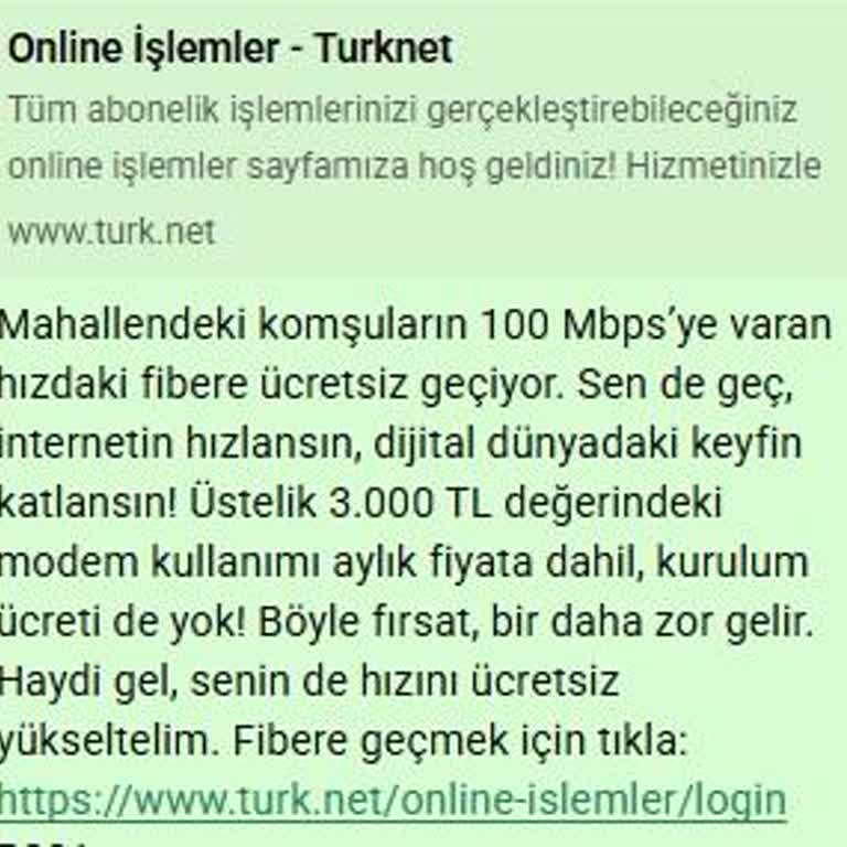 TurkNet Müşteri Hizmetine Ulaşılamıyor Ve Fiber Geçişi Gecikiyor