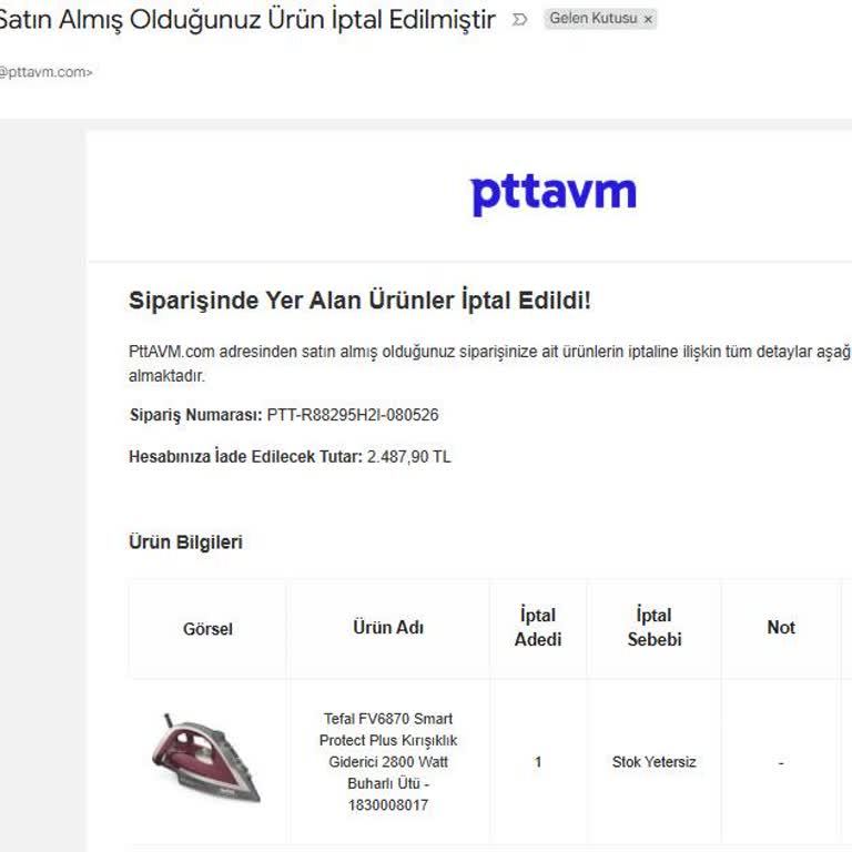 Stok Sorunu Nedeniyle Tek Taraflı Sipariş İptali Ve İade Bilgisi Eksikliği