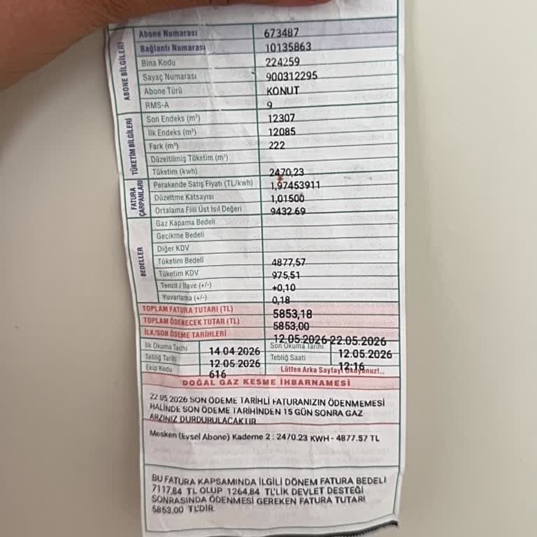 Mayıs Doğalgaz Faturamın Ani Yükselişi Ve İnceleme Talebi