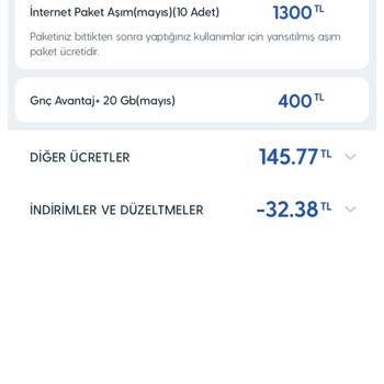 Turkcell Mayıs Faturamda Haksız 1.300 TL Ek İnternet Paketi Ücreti