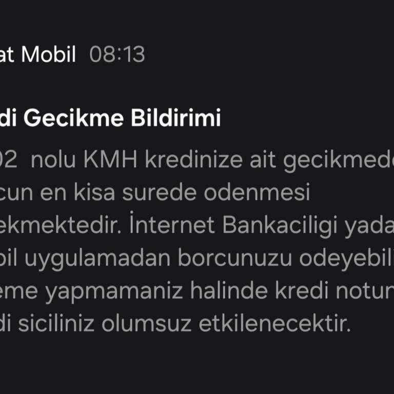 Ziraat Bankası Mobil’de Görünmeyen Borç Bildirimi Nedeniyle Açıklama Talebi