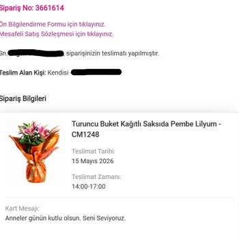Anneler Günü Çiçek Siparişinde Gecikme, Yanlış Ürün Ve Çikolata Eksikliği