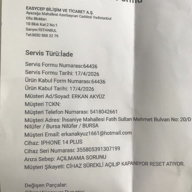 EasyCep'ten İade Gecikmesi Ve Cevapsız Müşteri Hizmetleri
