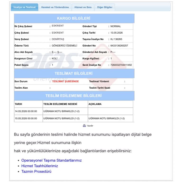İlaçlı Kargonun Teslim Gecikmesi Ve Bilgilendirme Yetersizliği