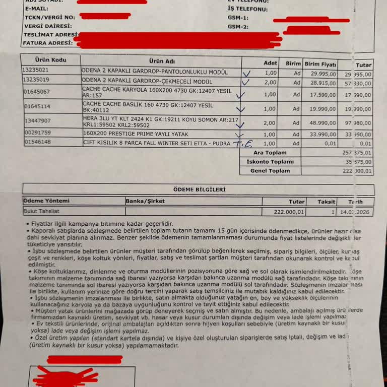 222 Bin TL'lik Siparişte Teslimat Gecikmesi Ve Bilgilendirme Eksikliği