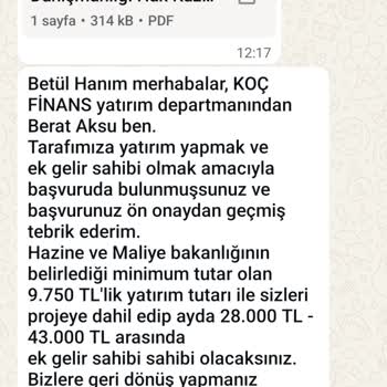 Koç Holding Adı Kullanılarak Yapılan Telefon Ve WhatsApp Rahatsızlığı Ve Para Talebi