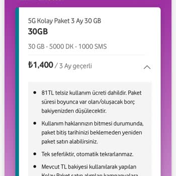 Hattına Tanımlanmayan 1400 TL’lik Vodafone Kolay Paketi