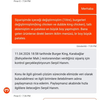 Migros Üzerinden Burger King Siparişlerinde Yanlış Ürün Gönderimi Ve Müşteri İhmaline Karşı Şikayet