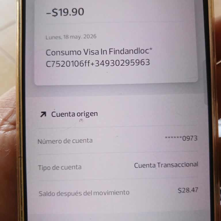 Cargo no autorizado en mi tarjeta por Findandloc, solicito devolución