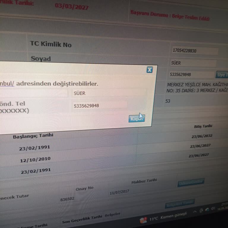 Tuhim Sisteminde Yanlış Telefon Numarası Güncellenemiyor