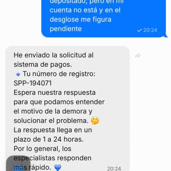 Transferencia de dinero no reflejado en cuenta 1Win, solicito solución