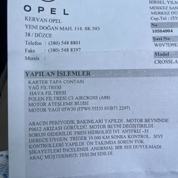 Sıfır Opel Crossland’da Tekrarlayan Motor Arızaları Ve Kalıcı Çözüm İsteği