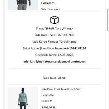 Intersport Faturasız Ürün Teslimatı Ve 6897 TL’lik Uzun Süreli İade Gecikmesi