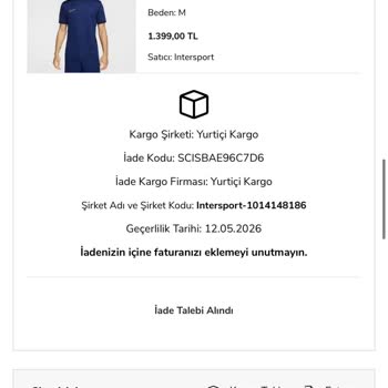 Intersport Faturasız Ürün Teslimatı Ve 6897 TL’lik Uzun Süreli İade Gecikmesi