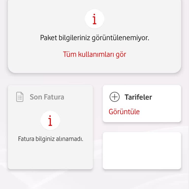 Vodafone Uygulamasında Kalan Kullanım Hakları Gösterilmiyor Ve Acil Çözüm Bekleniyor