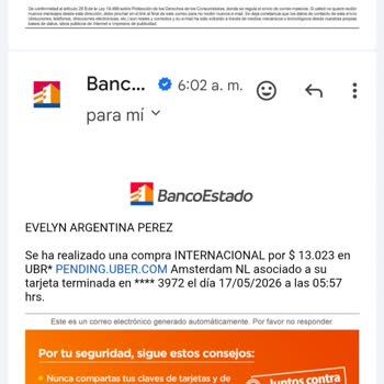 Uber realizó cargos no autorizados en mi tarjeta, exijo devolución