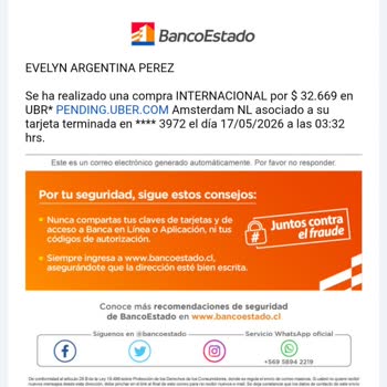 Uber realizó cargos no autorizados en mi tarjeta, exijo devolución