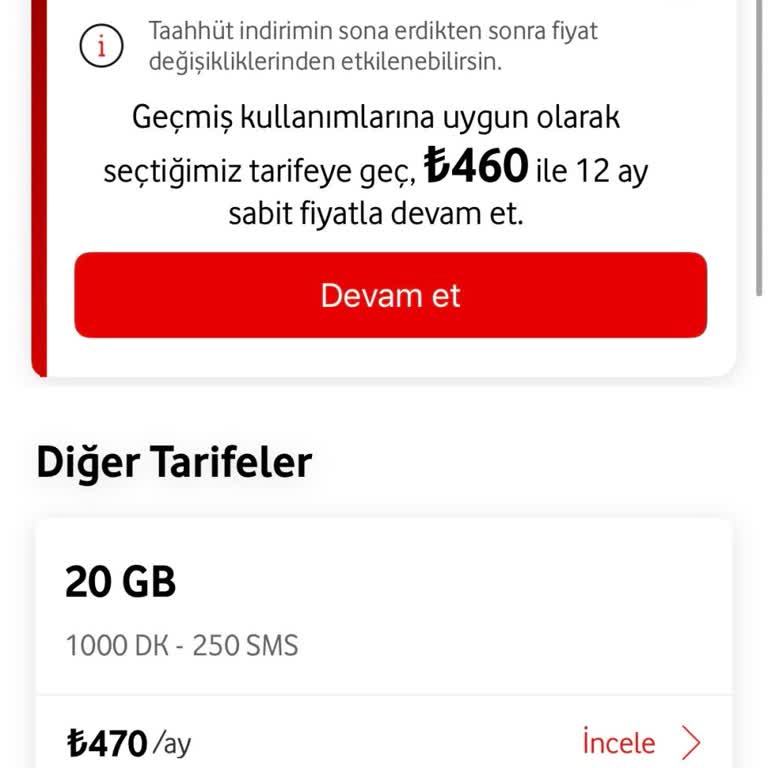 Vodafone Red'li 20 GB Tarifi İçin Aşırı Fiyat Teklifi ve Adaletsiz Muamele