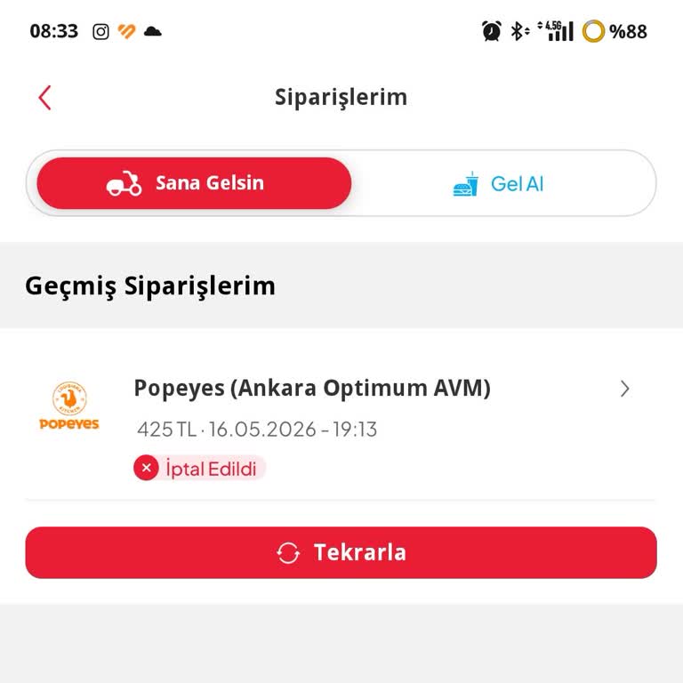Tıkla Gelsin Üzerinden Popeyes Siparişi Nedensiz İptal Edildi Ve Ücret İade Edilmedi