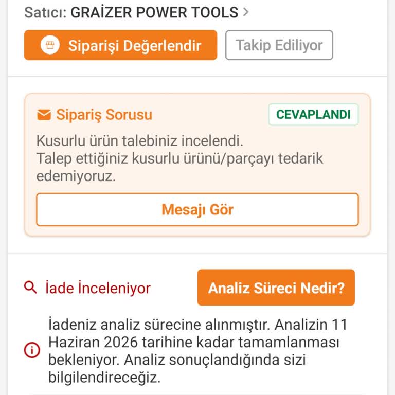 Kusurlu Ve Eksik Testere, Trendyolda İade Süreci 24 Gün Gecikti
