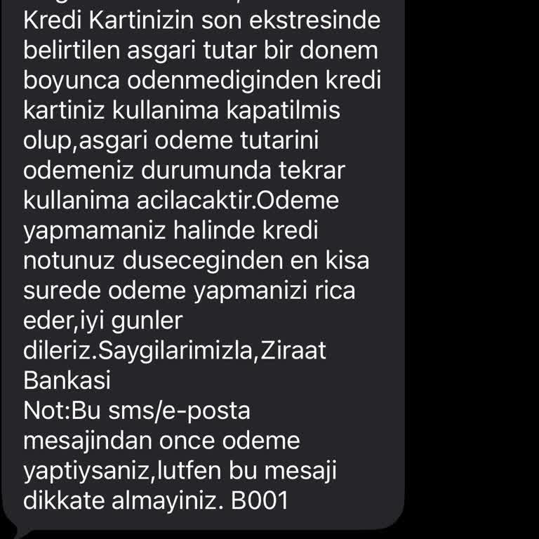 Ziraat Bankası Genç Kartım Asgari Borç Ödedim Açılmadı