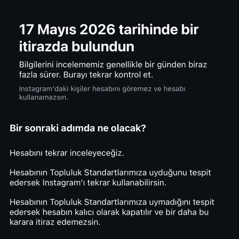 Açıklama Olmadan Askıya Alınan Instagram Hesabımın Yeniden Aktif Edilmesini Talep Ediyorum