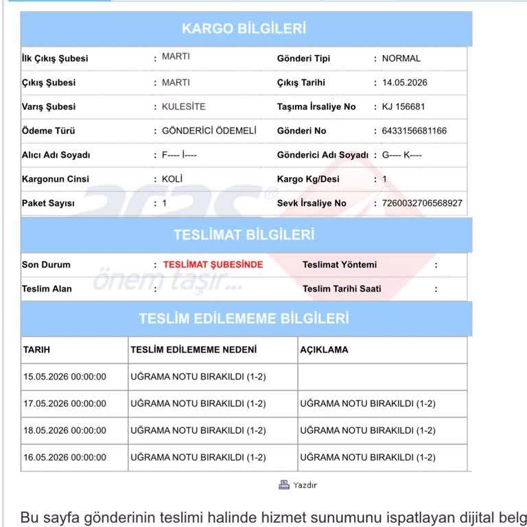 Aras Kargo Teslim Etmedi, Kargo Konya Şubesinde Günlerce Beklemede