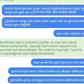Sipariş Edilen Çiçek Tasarımıyla Gelen Ürün Arasındaki Uyuşmazlık Ve İade Talebi