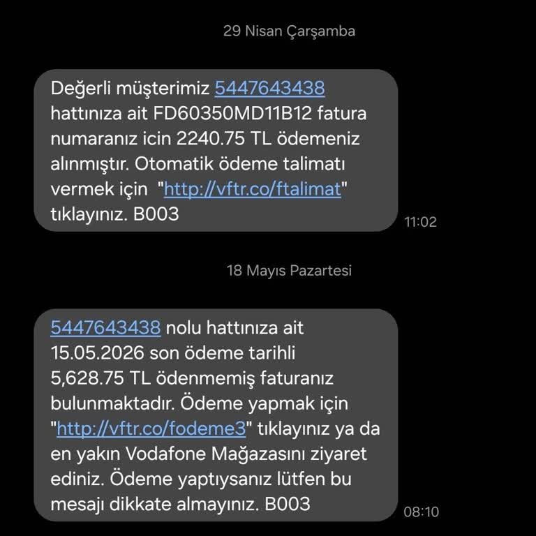 Taahhüt Bitmiş Hatda Aşırı Yüksek Borç Bildirimi Ve Açıklama Talebi