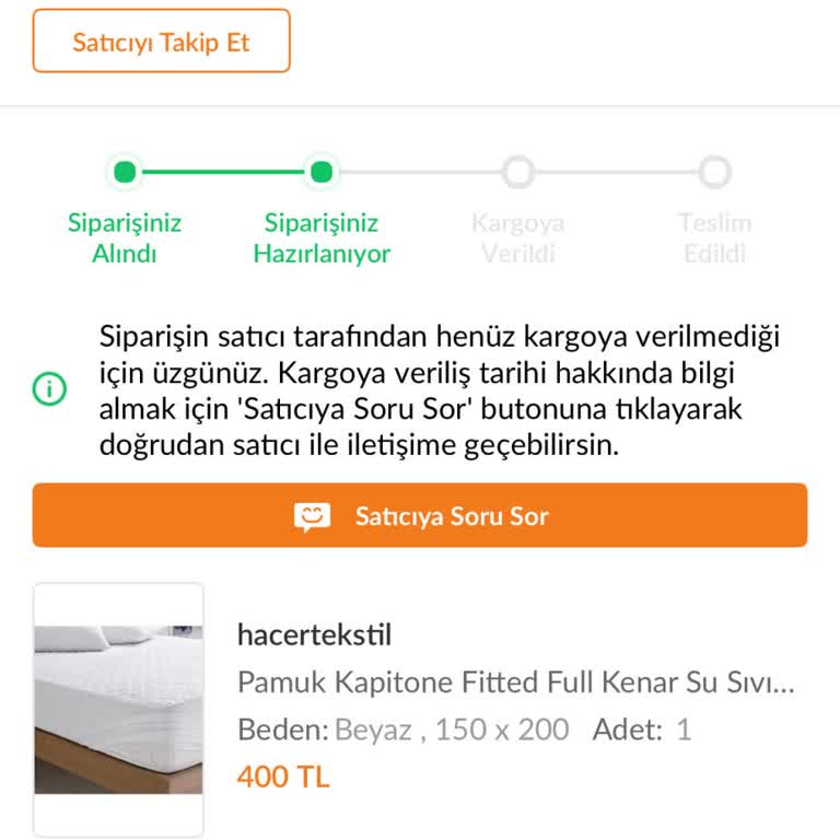 Teslim Edilmemiş Sipariş Ve Yanıtsız Satıcı