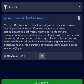 Bonus Şartlarını Yerine Getirdiğim Halde 5.000 TL Bakiyemin Silinmesi Kabul Edilemez