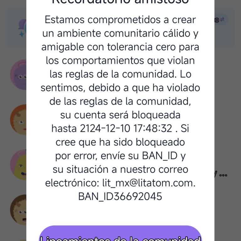 Cuenta Litmatch baneada sin justificación, solicito revisión y reactivación