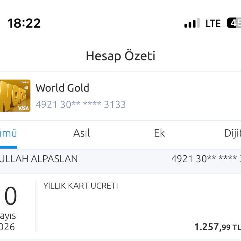 Yıllık Kart Ücreti İadesi Talebi