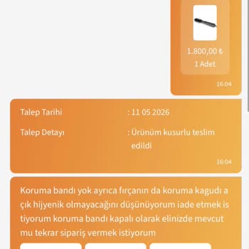 Açılmış Ve Saç Kılı Olan Braun Saç Şekillendirici İçin İade Talebi