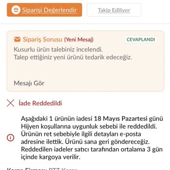 Açılmış Ve Saç Kılı Olan Braun Saç Şekillendirici İçin İade Talebi