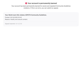 ZEPETO Account Ban Appeal - Mistake/Misunderstanding (ID: Jmmoch)