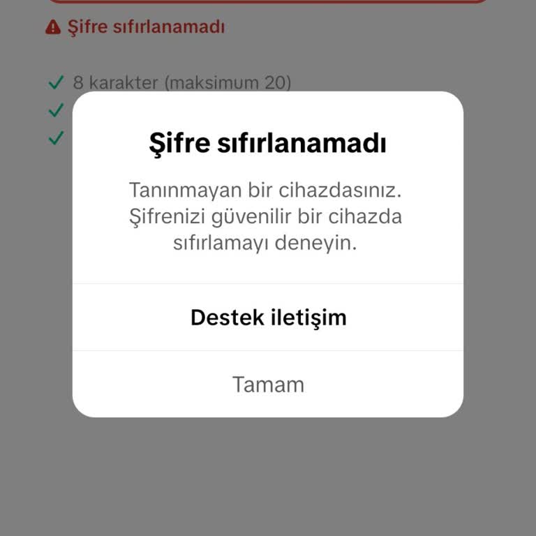 TikTok Şifre Sıfırlama Sırasında Tanımadığınız Cihaz Uyarısı