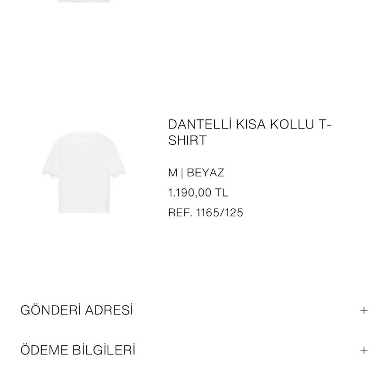 Zara Siparişinde Dantelli T-Shirt Eksik, İade Talebi